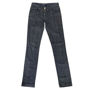 DREAMY Dark Blue Wash Dolce Gabbana Jeans Large Gold D&G Plate Size 0/2-38